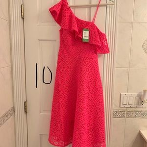 Callisto dress in pink cosmo sea urchin terry lace